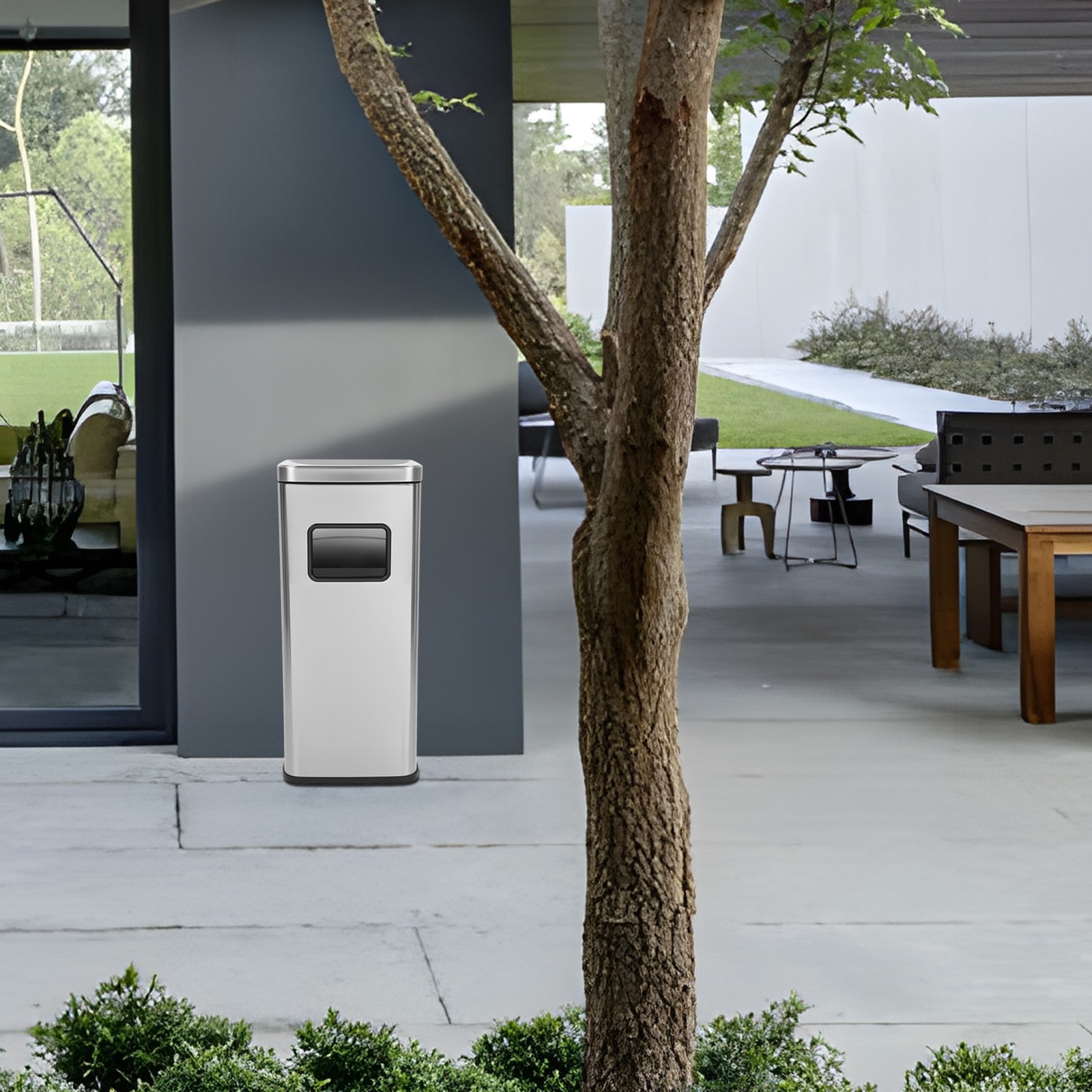 Feuerfester Abfalleimer Edelstahl Seitenöffnung für öffentliche Bereiche