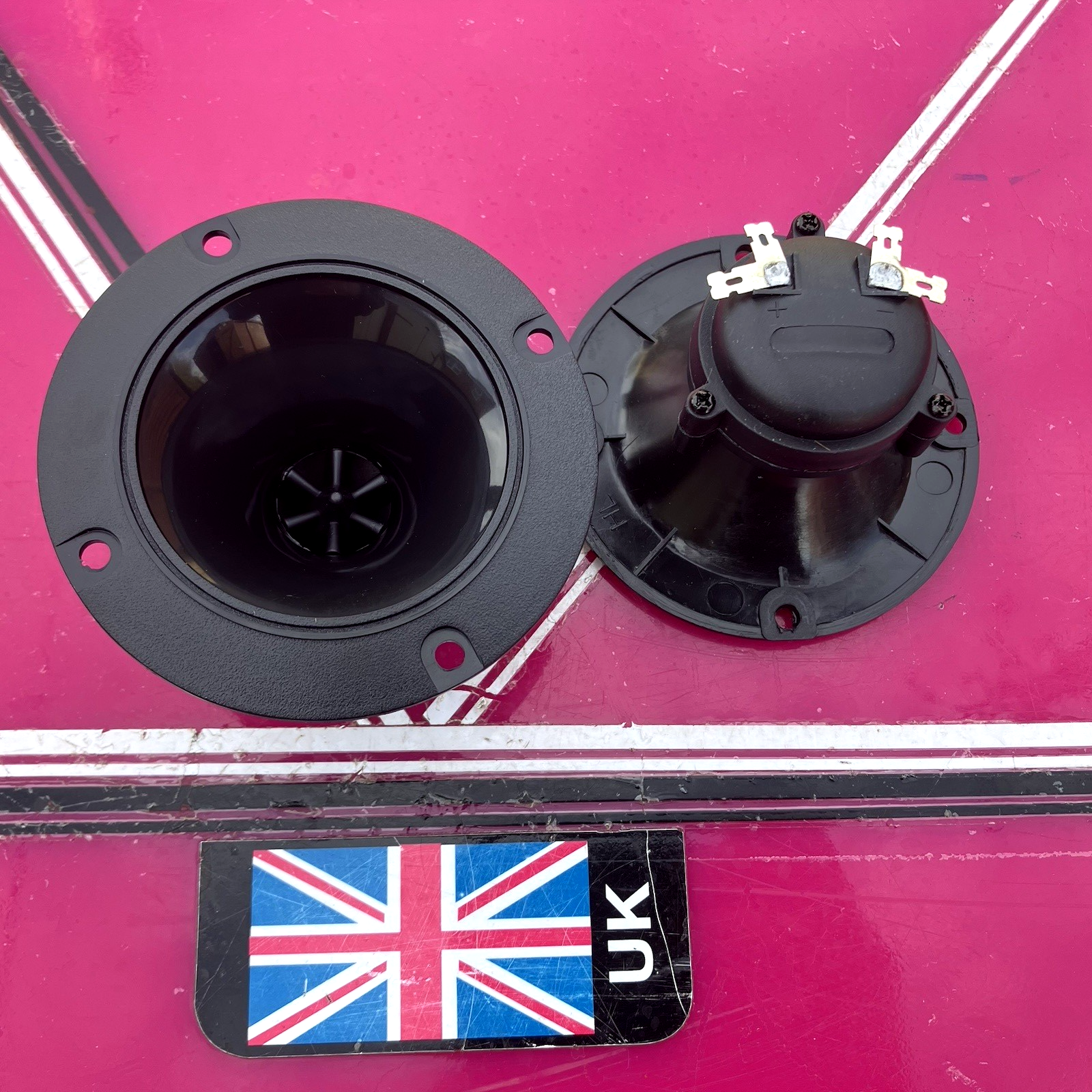 piezo tweeters (pair) round 98mm x 98mm disco speakers/ horns replacement