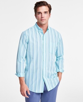 Club Room Men's Alba Stripe Woven Long-Sleeve Button-Down Shirt - Small