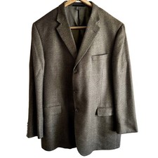 Burberry Bond Street Blazer Suit Jacket 3 Button Notch Lapel Silk Wool Brown 48L
