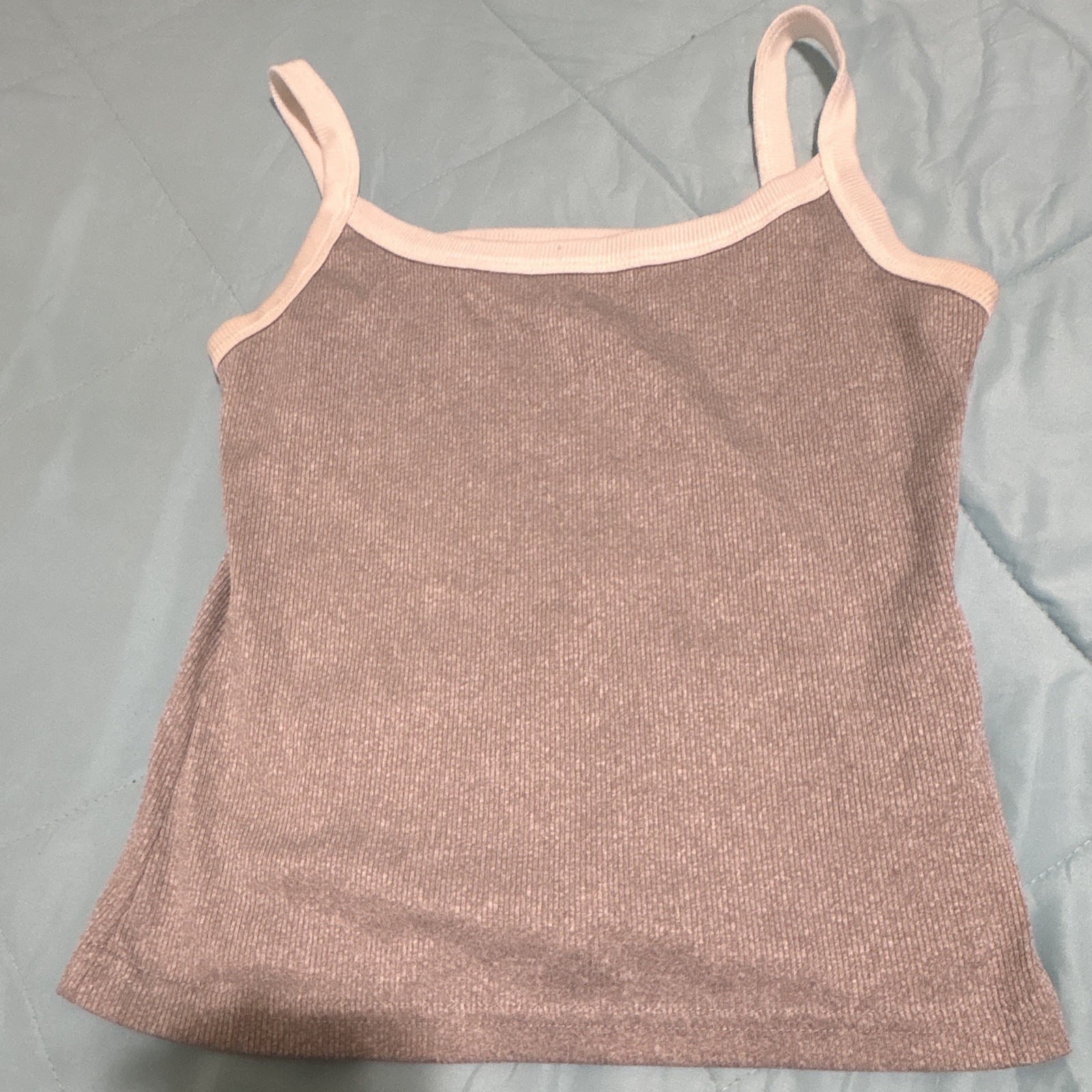 SHEIN Gray Ribbed Knit Spaghetti Strap Square Neck Camisole Tank Top S
