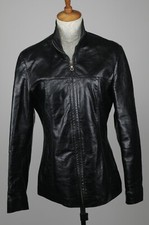 Women's Heroes London Size L (10/12) Black 100% Leather Zip Up Jacket Orig $1499