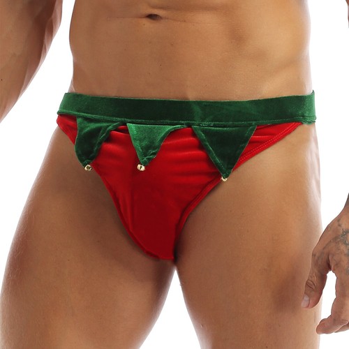 Men's Velvet Christmas Panties Costume Low Rise Briefs Underwear Fancy Bottoms - Picture 6 of 22