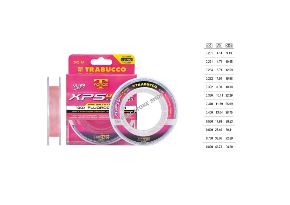 TRABUCCO FISHING DIFFUSION FLUOROCARBON TRABUCCO XPS ULTRA STRONG FC403 PINK SALTWATER FLUOROCARBON 100%