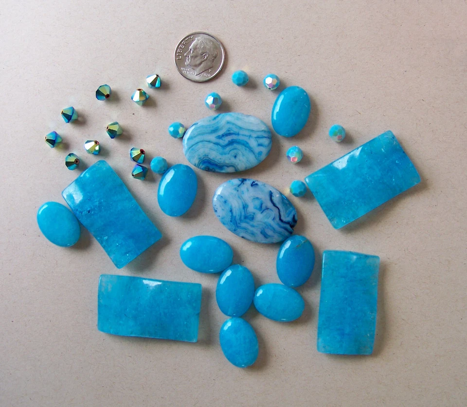 Swarovski Crystals and Stones Mix Assorted Turquoise Colors - Image 2 of 4