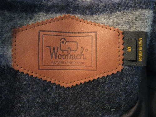 Western Lille Woolrich Trim Blend Sort Uld Print Blå Læder Jacket Grå Størrelse qEY6U
