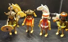 4 Vintage 1974 playmobil/Geobra Western figures & 2 Paint Horses