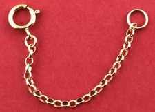 9ct Yellow Gold Strong Extender Safety Chain Bracelet Necklace 1" to 8" 