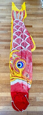 Japanischer Karpfen Windsack Streamer Koinobori Vintage Baumwolle 50er Jahre 3m Ghibli BORO