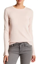 InCashmere Frill Cuff Long Sleeve Cashmere Sweater Rose Quartz XL NWT $220