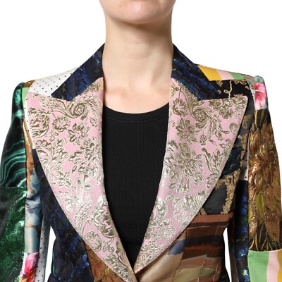 DOLCE & GABBANA Jacket Multicolor Floral Patchwork Jacquard IT36