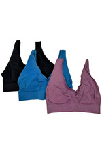 Rhonda Shear 3-pack Seamless Ahh Bra Black/Purple/Blue