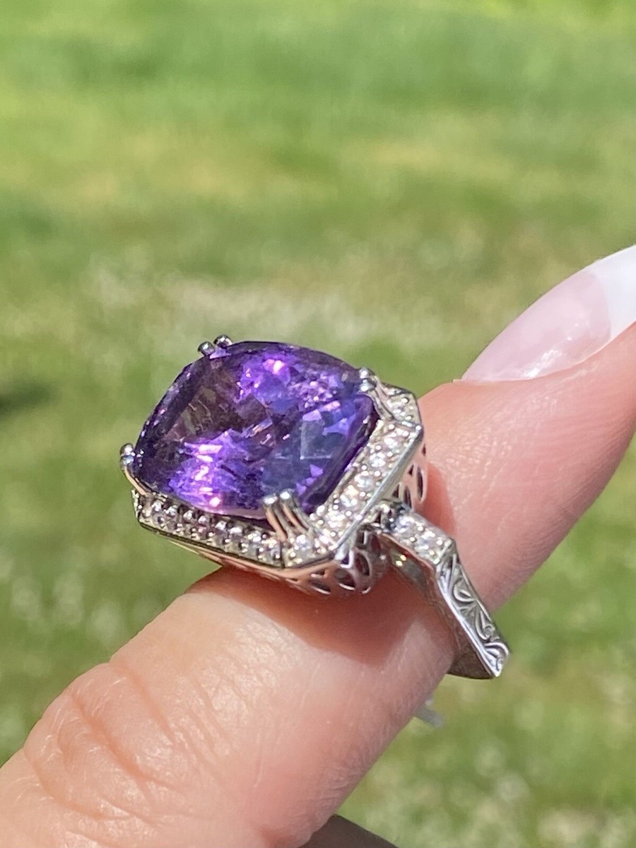 Dallas Prince Sterling Silver Cushion Amethyst & White