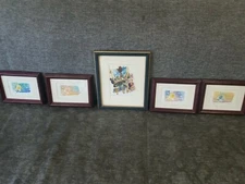 BLUE SKY & OCEAN ORIGINAL ABSTRACT LANDSCAPE WATERCOLOR MINI BEACH PAINTING LOT