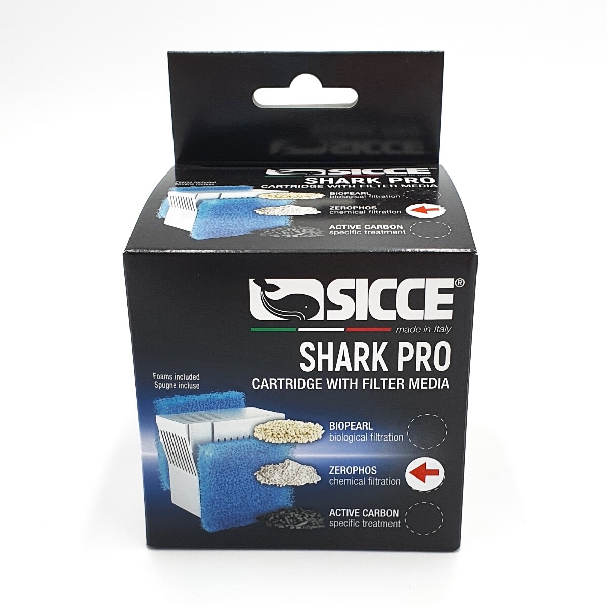 SICCE CARTUCCIA ZEROPHOS + SPUGNE SHARK PRO RICAMBIO MATERIALE FILTRANTE