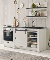 KüChe KüChenzeile Landhaus Single-KüChe Weiß Pinie KüChenblock Set 4-Tlg. Stove