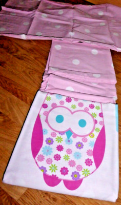 WUNDERSCHÖNES KINDER EULE & FOREST FRIENDS GEPUNKTETES ROSA EINZELBETTWÄSCHESET *NEU*