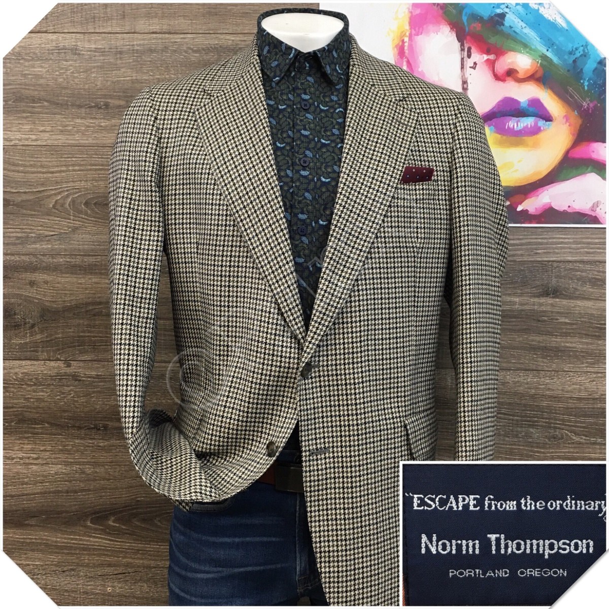 VINTAGE Mens Silk Blazer Sport Coat Casual Jacket Size 42L Two