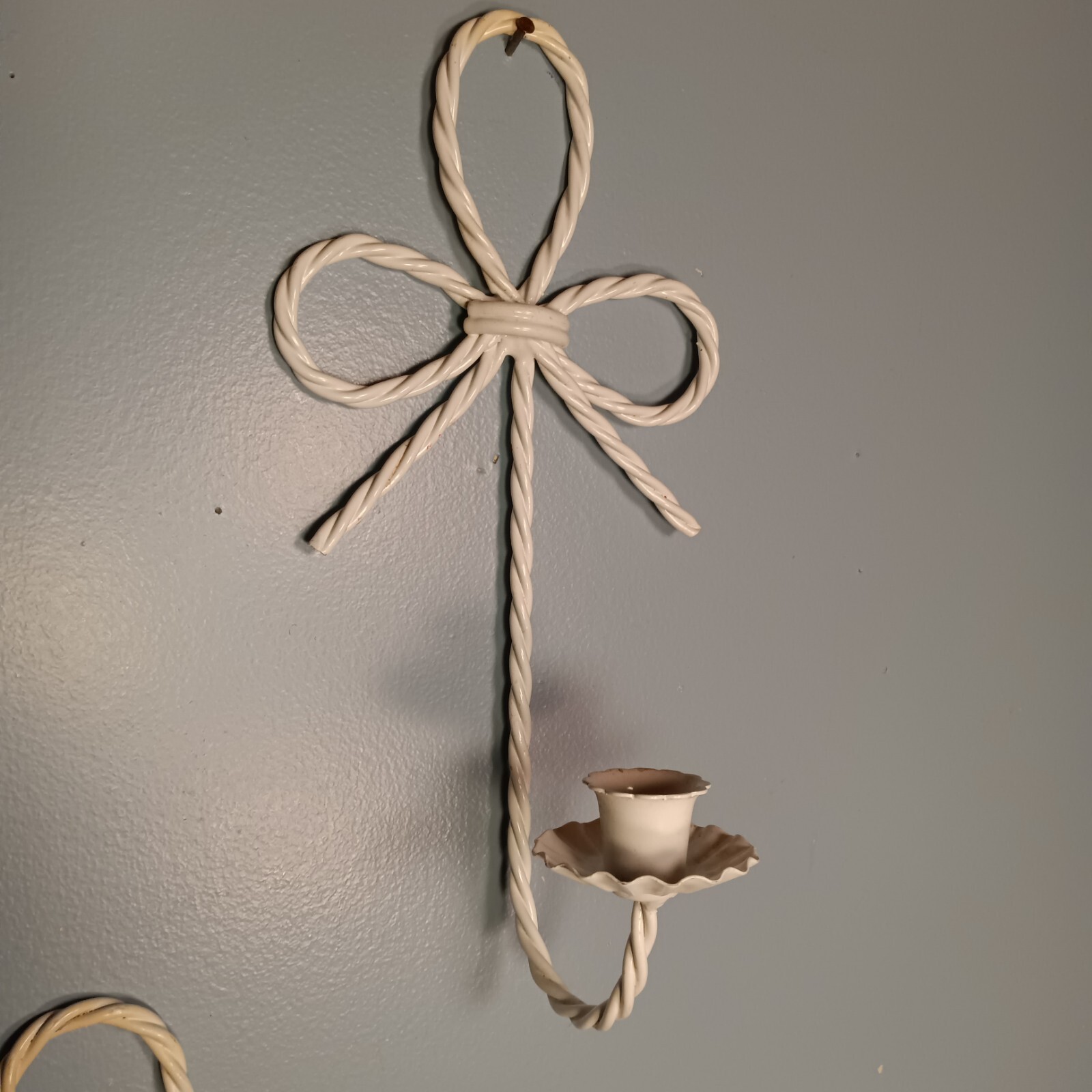 Vintage Home Interior Twisted Metal Bow Wall Sconce Candle Holders, Set Of 2