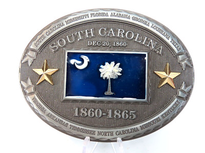 South Carolina 1860 1865 CSA State Flag Enameled Metal Belt Buckle