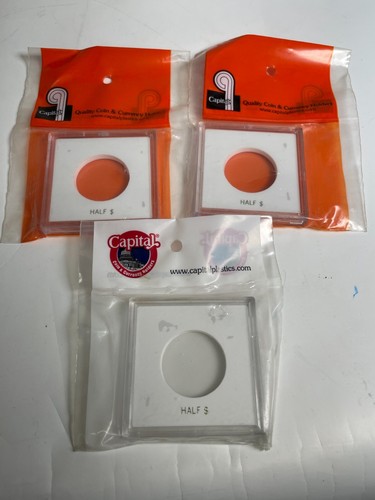 3 Capital Plastics Half Dollar Coin Holders in Original Packaging