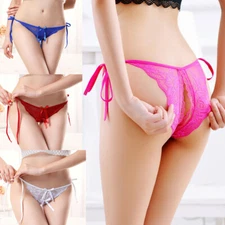 Womens Sexy Lace Crothless Briefs Underwear G-string Lingerie Panties Knicker US