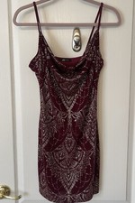 JUMP APPAREL Juniors Sz ? Small Burgundy Glitter Evening Dress Short Cowl Neck