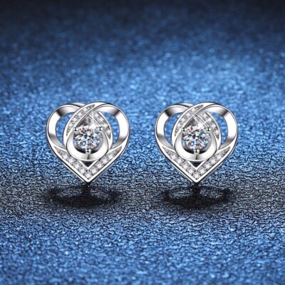 925 Sterling Silber Kristall Herz Wirbel Ohrstecker Damen Mädchen Schmuck Geschenk