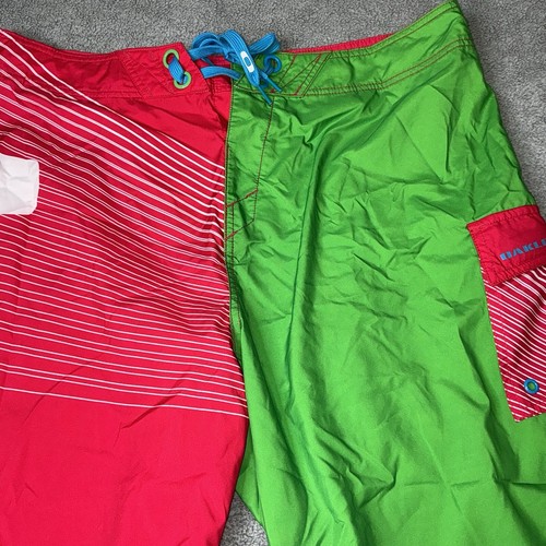 Oakley Board Shorts Mens 38 Waist Green Pink Neon Colorblock Cargo Surf Y2K - Picture 2 of 8