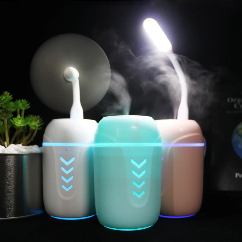 Humidificador Coche Aroma Aceite Esencial Difusor Grano Ultras Luz LED Pequeño Ventilador USB Foto 2 de 4