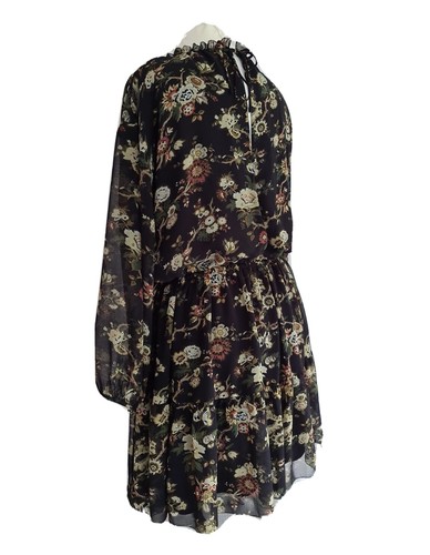 Wilfred Womens Black Floral Frilled Neck Long Sleeve Floaty dress. XS/UK 6-8. - Picture 4 of 12