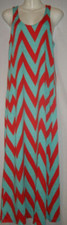NEW GEAR XS A-FASHION RACERBACK CHEVRON MAXI DRESS RED/TEAL SZ SMALL