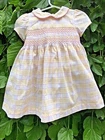 Toddler Smocked Dress Designer Laura Ashley Pink Yellow Plaid 100% Cotton 18 m