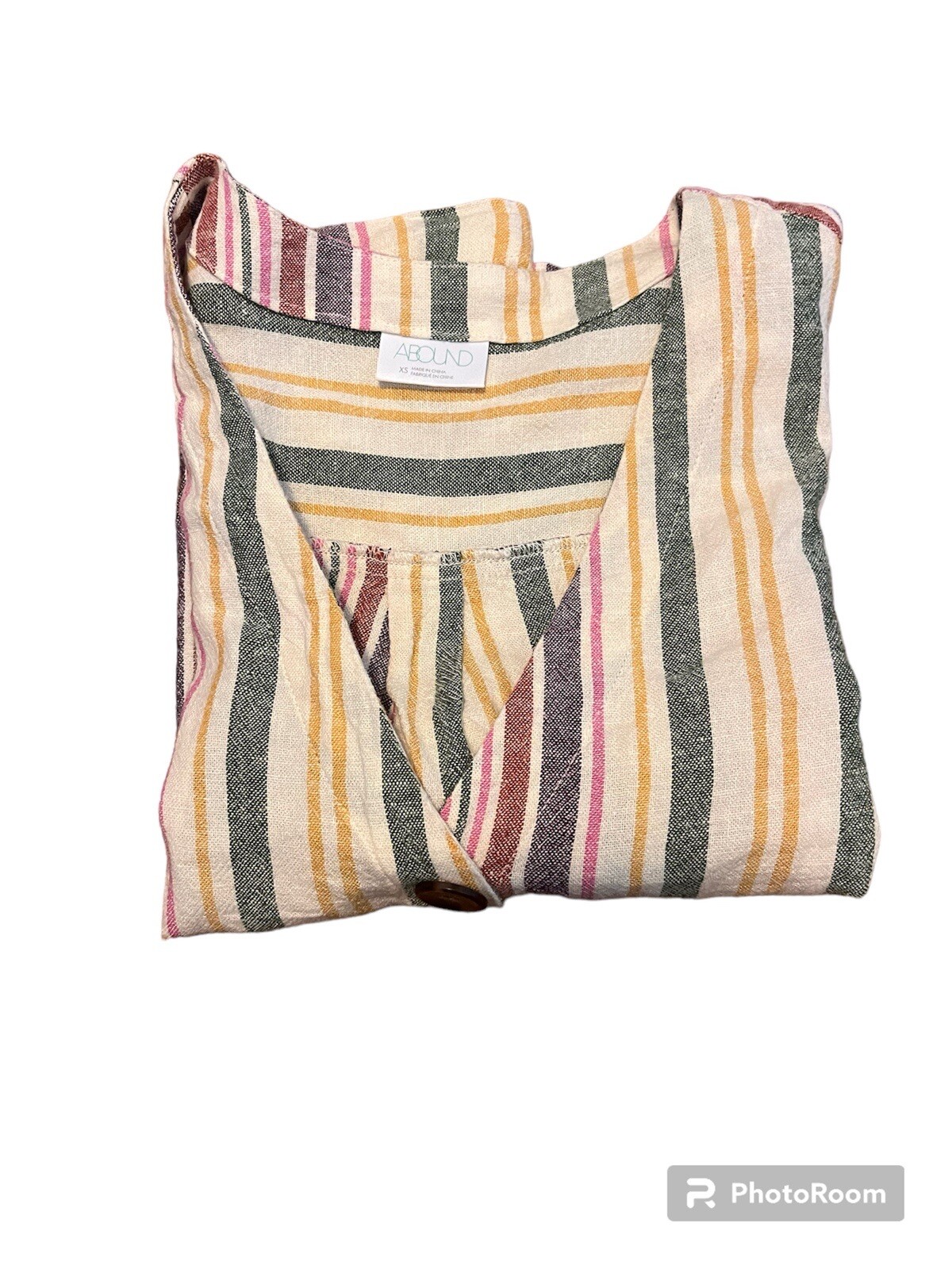 Abound Button Down Blouse Multicolor Striped V Ne… - image 5