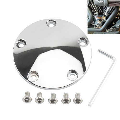 Chrome Domed Timing Points Cover 5 Hole For Harley Twin Cam Softail Dyna 99-2017 - Picture 2 of 8