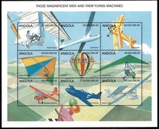 Angola 1998 - Aviation Airplanes - Sheet of 9 Stamps - Scott #1047 - MNH