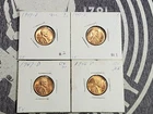 Vintage Lincoln Wheat Cent UNC BU Lot of 4 Coins in 2x2