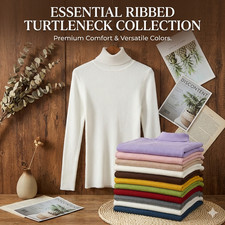 Women Turtleneck Sweater Slim Fit Winter Knit Pullover Soft Stretch Warm Top USA