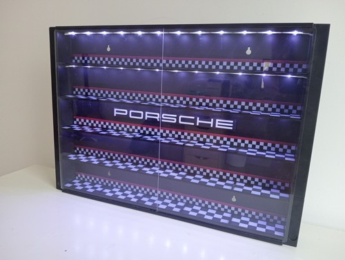Display Case For Porsche Car 1/64 Scale Diecast Hot Wheels Wall Cabinet Model