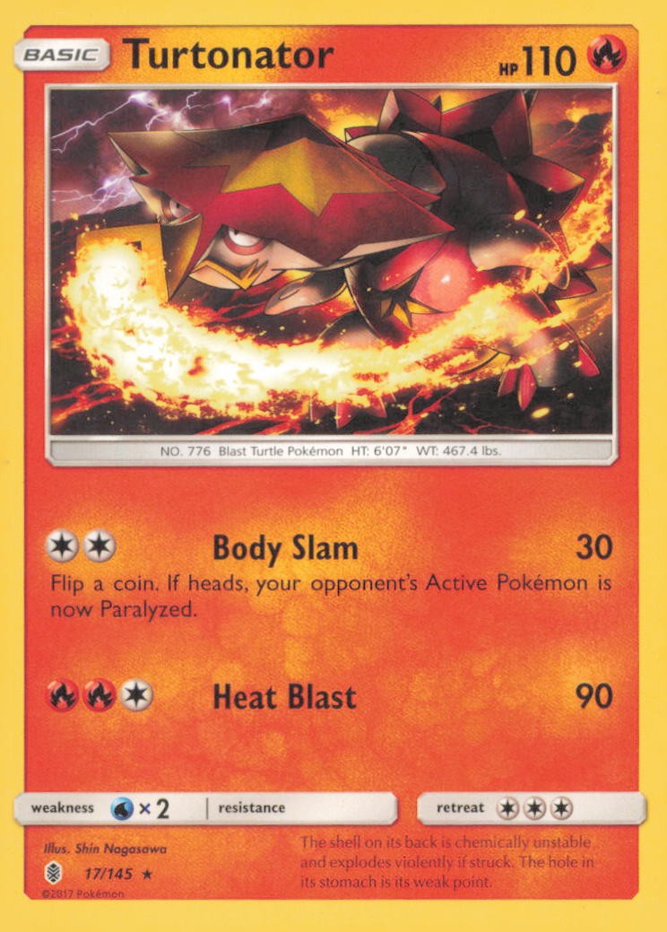 TURTONATOR 17/145 RARE GUARDIANS RISING POKEMON MODERATELY PLAYED