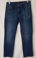 Ring Of Fire Jeans Mens 34X32(W36) Dark Wash Straight Leg Stretch Denim Whiskers