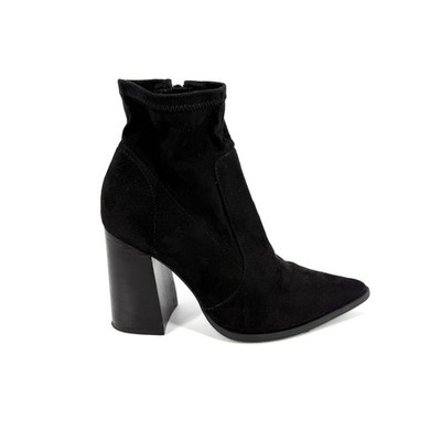 Steve Madden Touchdown Ankle Boots Womens Size 6 Black Faux Suede Heel Bootie