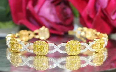 14K White Gold FN 10CT Round Lab-Created Diamond Lab-Created Women's Bracelet