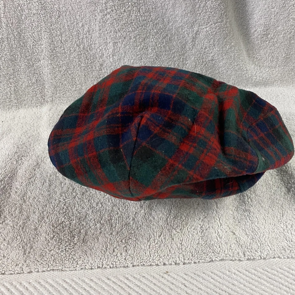 De colección Pendleton Tartán Sombrero Newsboy Para Hombres Mediano Verde Rojo Gorra Plana Forrada Sombrero Foto 4 de 4