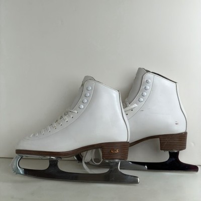 Riedell 121 White Leather Figure Skates Women s Size 5 Sapphire Canada Blades