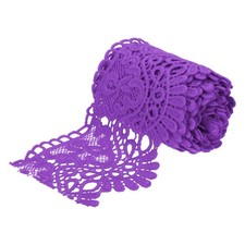 4 Inch Wide 3 Yard Lace Ribbon Floral Pattern Purple Lace Trim Ribbon