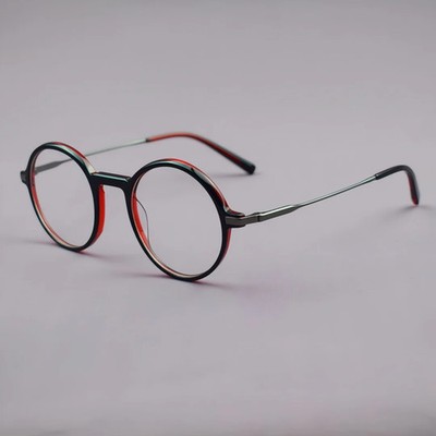 Fashion Retro Round Acetate Eyeglasses Frames 46mm Full Rim Women s Spectacles