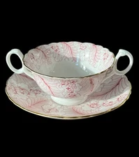 Cauldon Ware Brown-Westhead Moore Potters To Her Majesty Pink Teacup Saucer