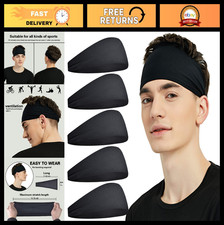 5 Pack Sports Headbands for Men Women Moisture Wicking Sweatbands for Gym, R