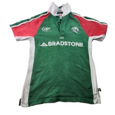 Cotton Traders Leicester Tigers Rugby Shirt Green Red White Youth Size Y